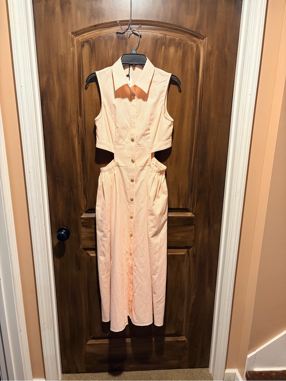 Commense striped cutout midi dress